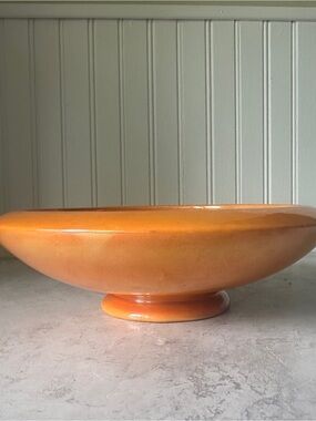 Weller Lustre Console Bowl Footed Centerpiece 9.5” Orange Luster Art Deco 1920’s